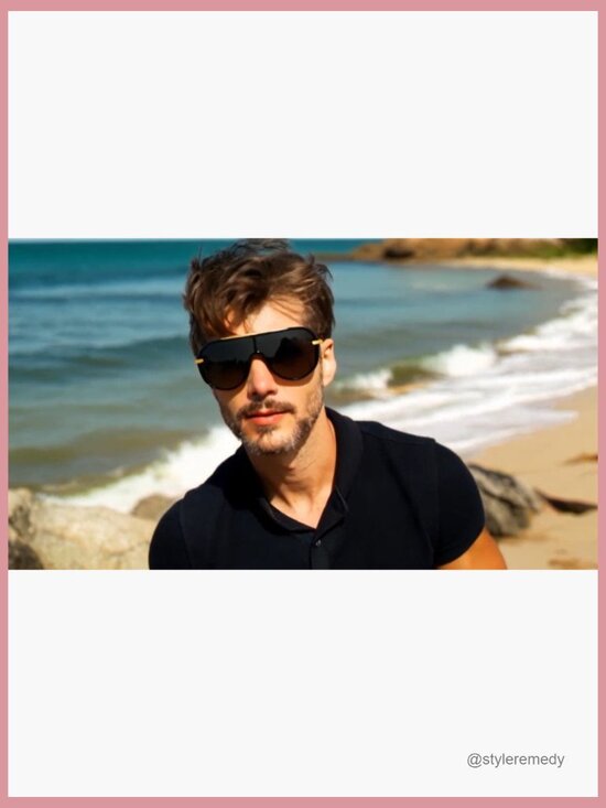 Gold Alloy Steel Rimless Shield Sunglasses UV400 Protection Oversized Aviator main image 7